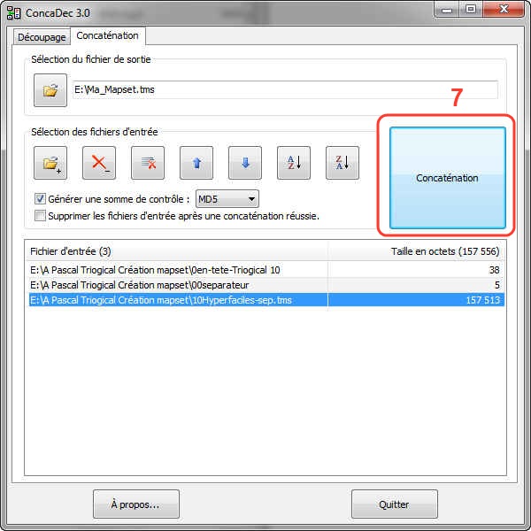 Tutoriel : comment créer une mapset Concat17