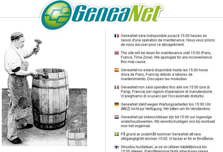 Généanet en cours de basculement Genean10