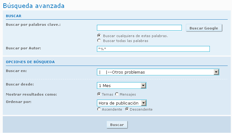 La búsqueda avanzada del buscador no funciona correctamente Asiste12