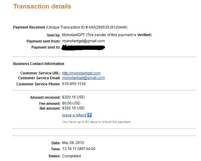 Proof of payment, $320.15 USD !!! Untitl12