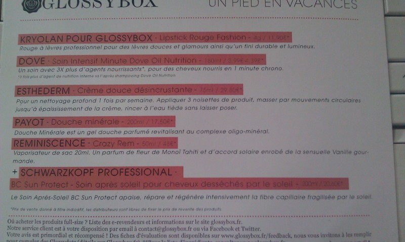 [Juillet 2012] Glossybox "Un Pied En Vacances" Imag0713