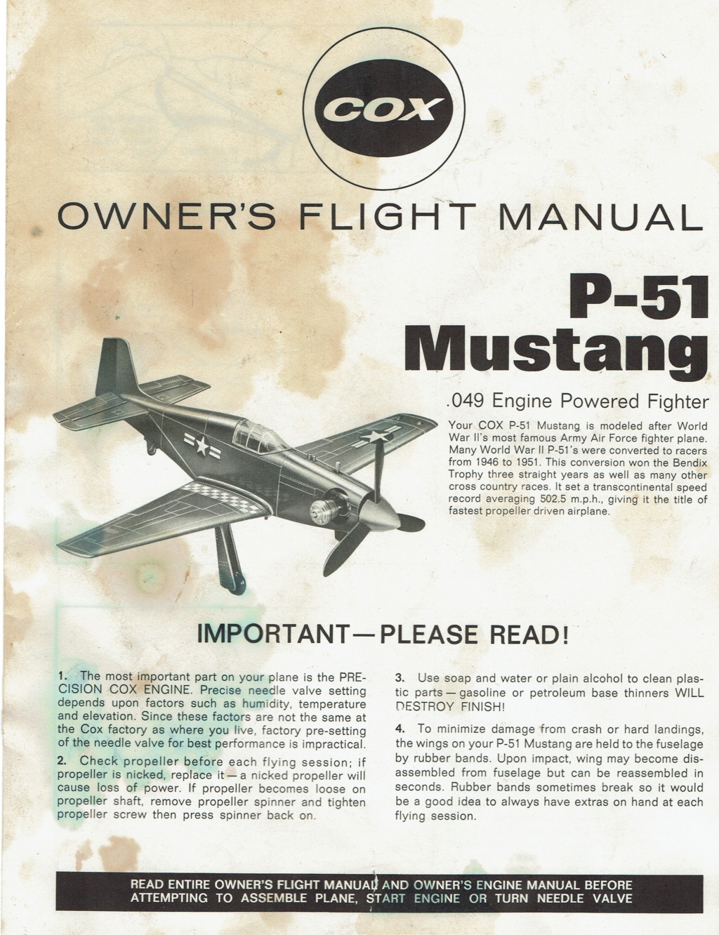 VIntage Avion .049 Cox P-51 mustang control line model 1967.   P51_110