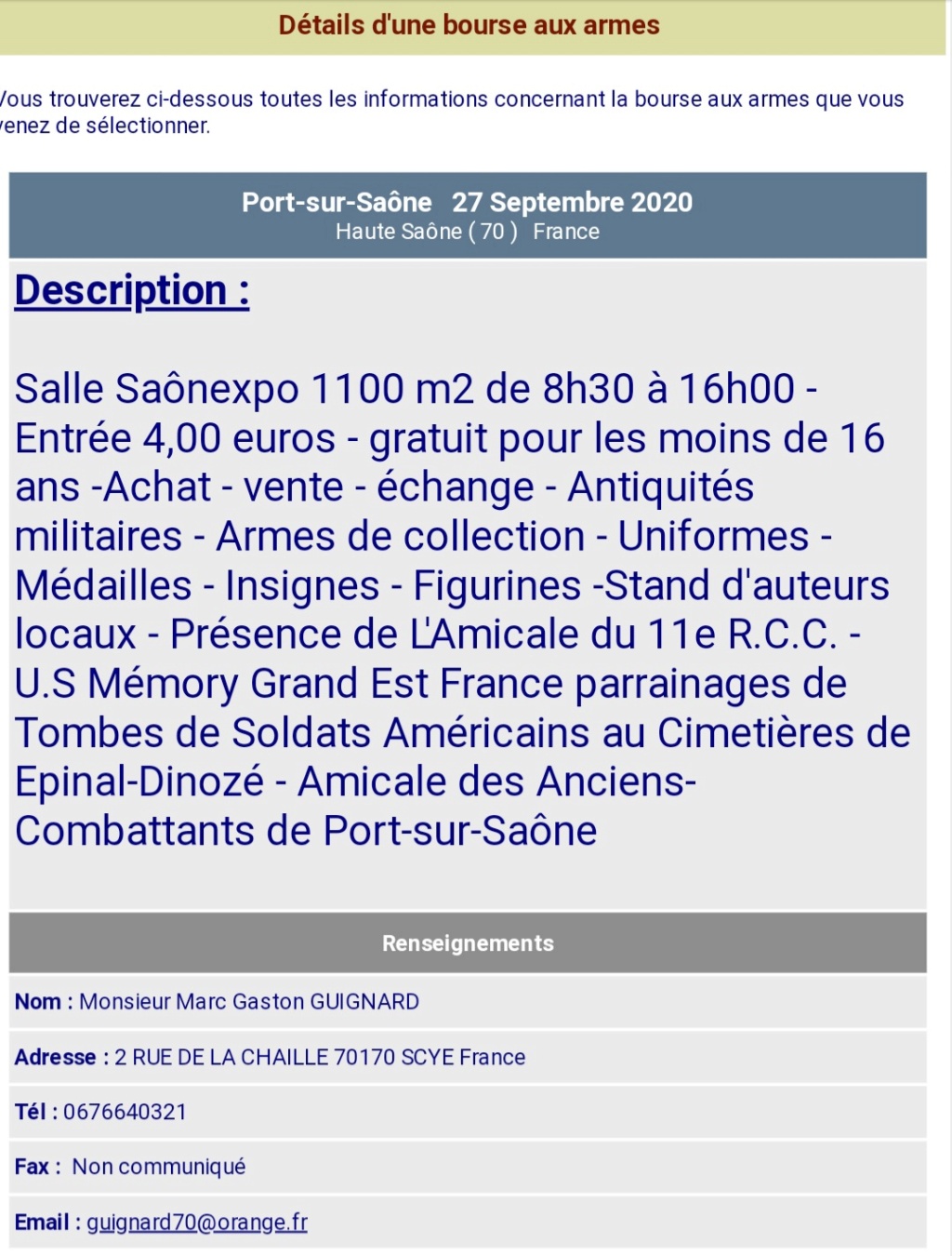 Bourse de PORT SUR SAÔNE    27/09/2020 20201093