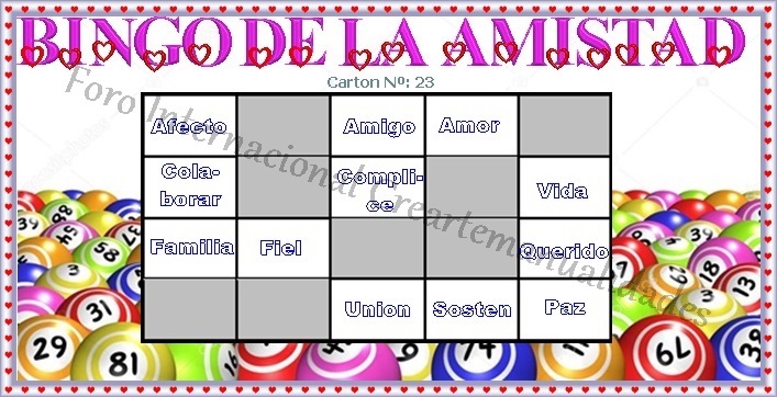 Bingo de la amistad.  2310