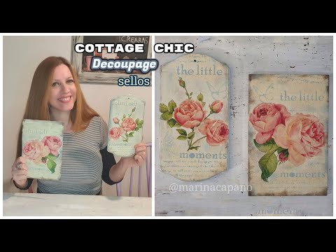 Como hacer carteles Cottage chic con decoupage, sellos y stencil ♥ Marina Capano Hqdefa21