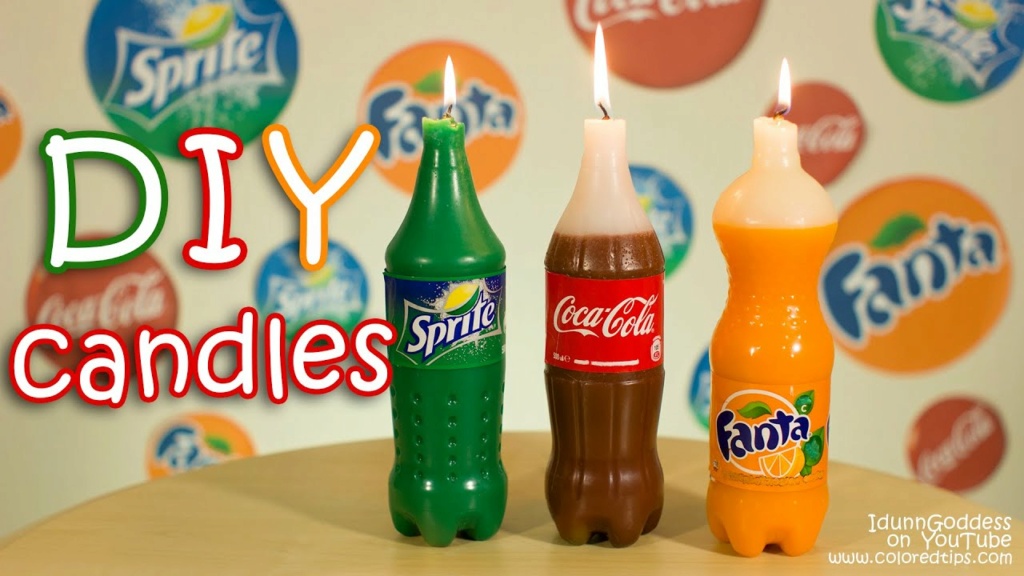 velas con forma de botella coca cola, fanta sprite Maxre157