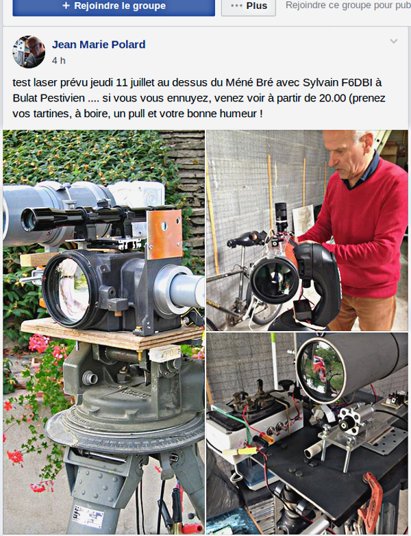 F6DBI - Test laser prévu jeudi 11 juillet au dessus du Méné Bré avec Sylvain F6DBI à Bulat Pestivien (Bretagne) Captu346