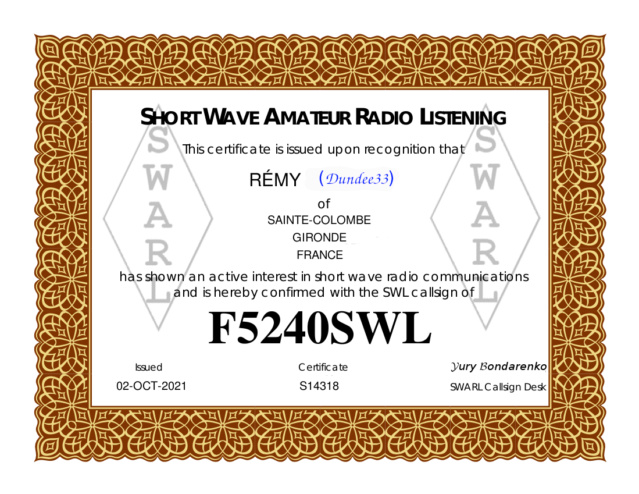 SWL - SWL Call Signs - SWARL et autres sites pour les demandes d'identifiant d'écoute F5240s10