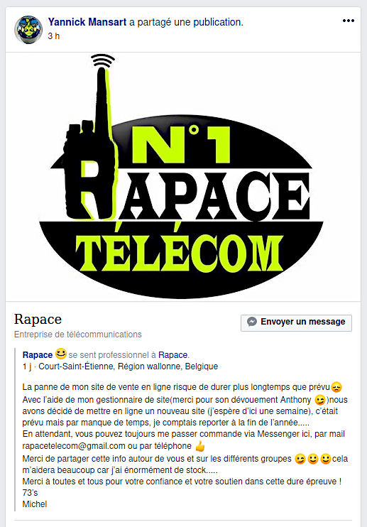 n°1 Rapace Télécom (Belgique) Rapace10