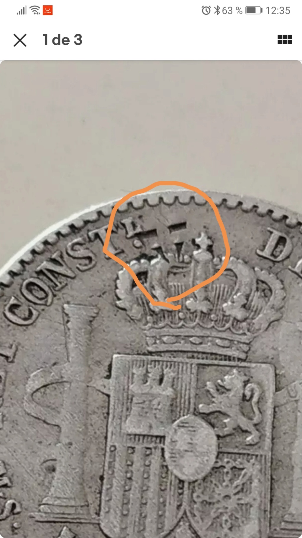 Contramarca o símbolo de coleccionista en 5 pesetas de Alfonso XII Screen11