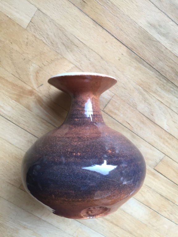 Small glazed vase, bird or tree and EH mark - Elizabeth Houghton Img_0311
