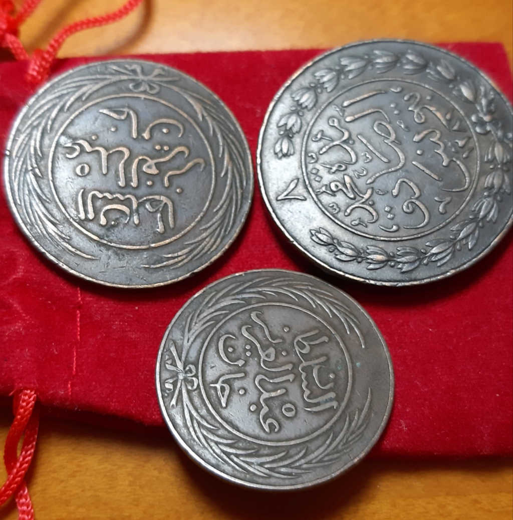 2 , 4 y 8 KHARUB Tunez 1865 - SET DE MONEDAS DE COBRE- 20190827