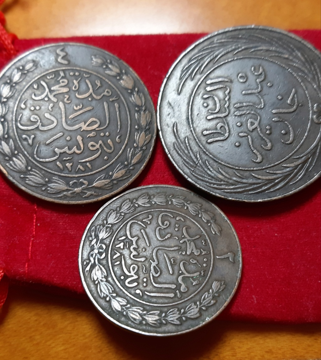 2 , 4 y 8 KHARUB Tunez 1865 - SET DE MONEDAS DE COBRE- 20190828