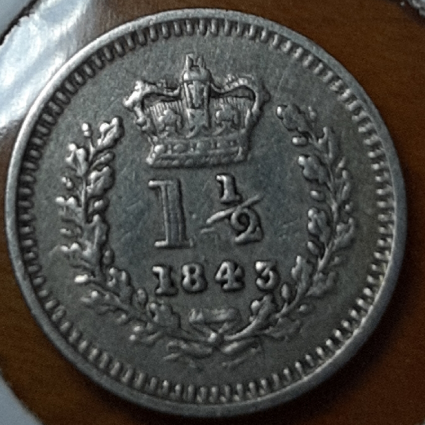 1848 three-halfpence Victoria  (para uso en las colonias británicas) 20190948