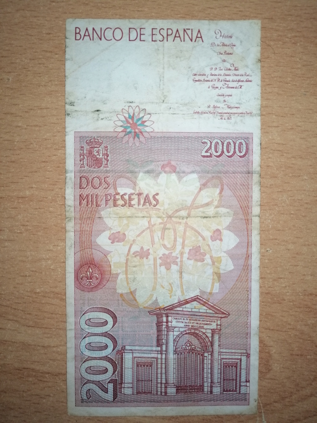 2000 pesetas del año 1992. Rev22