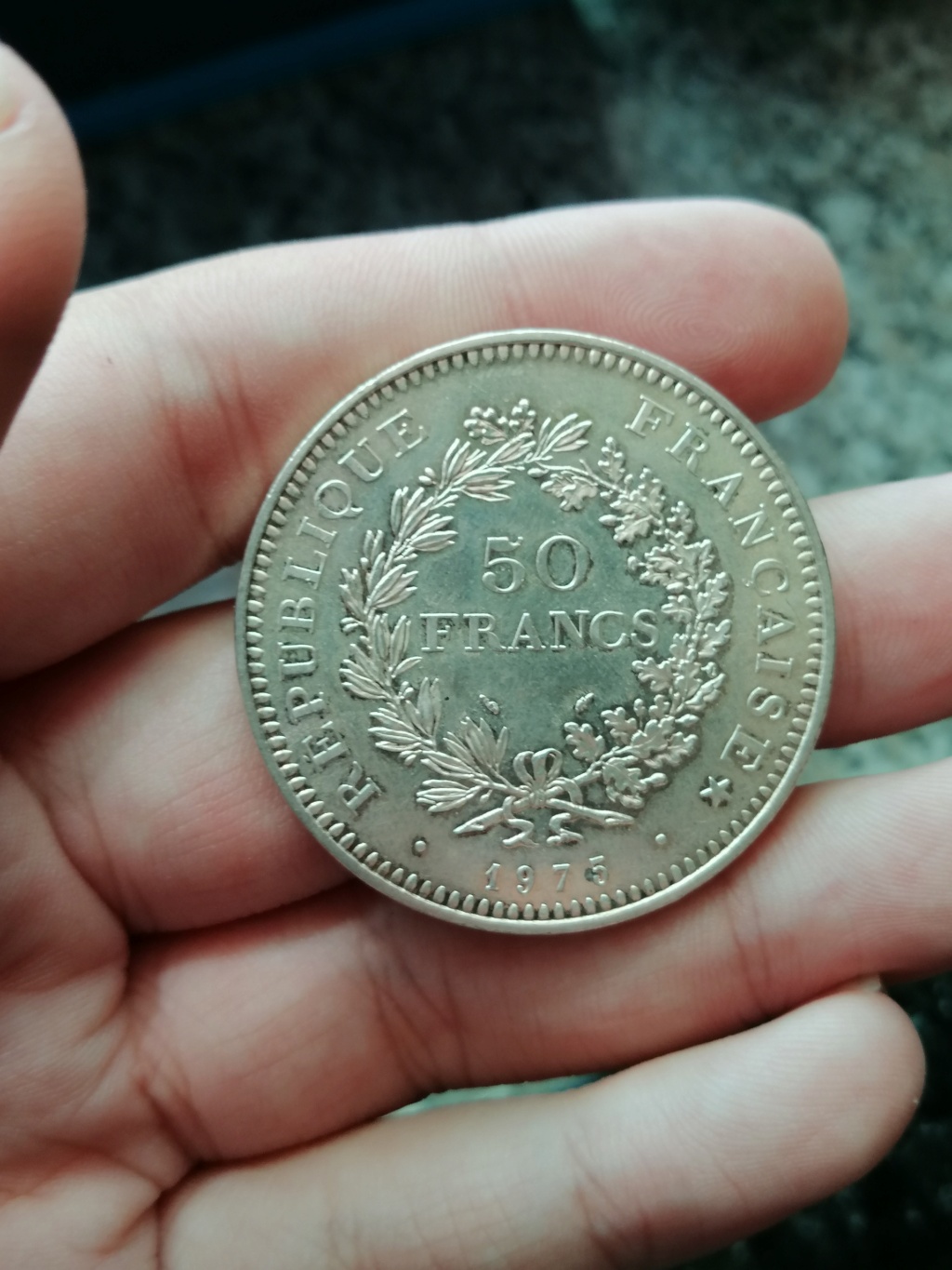 5ª República Francesa - 50 Francos de plata 1975 Revers17