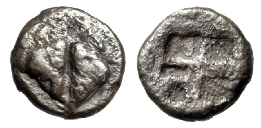 1/12 de estátera de plata? o vellón, Lesbos, ceca incierta. Ca 500-450 a.C. Moneda62 dedit No5b3610