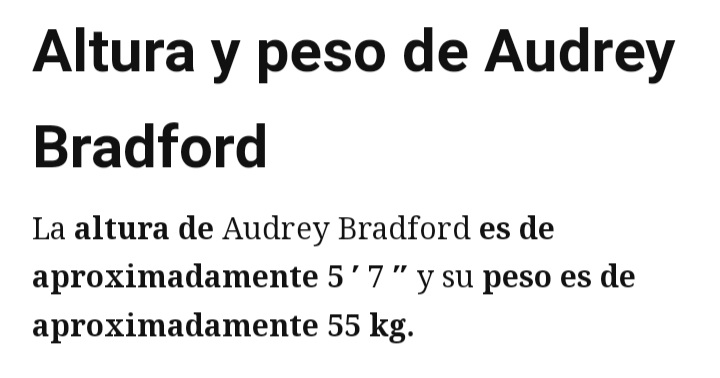 ¿Cuánto mide Audrey Bradford? - Altura - Real height 20211219