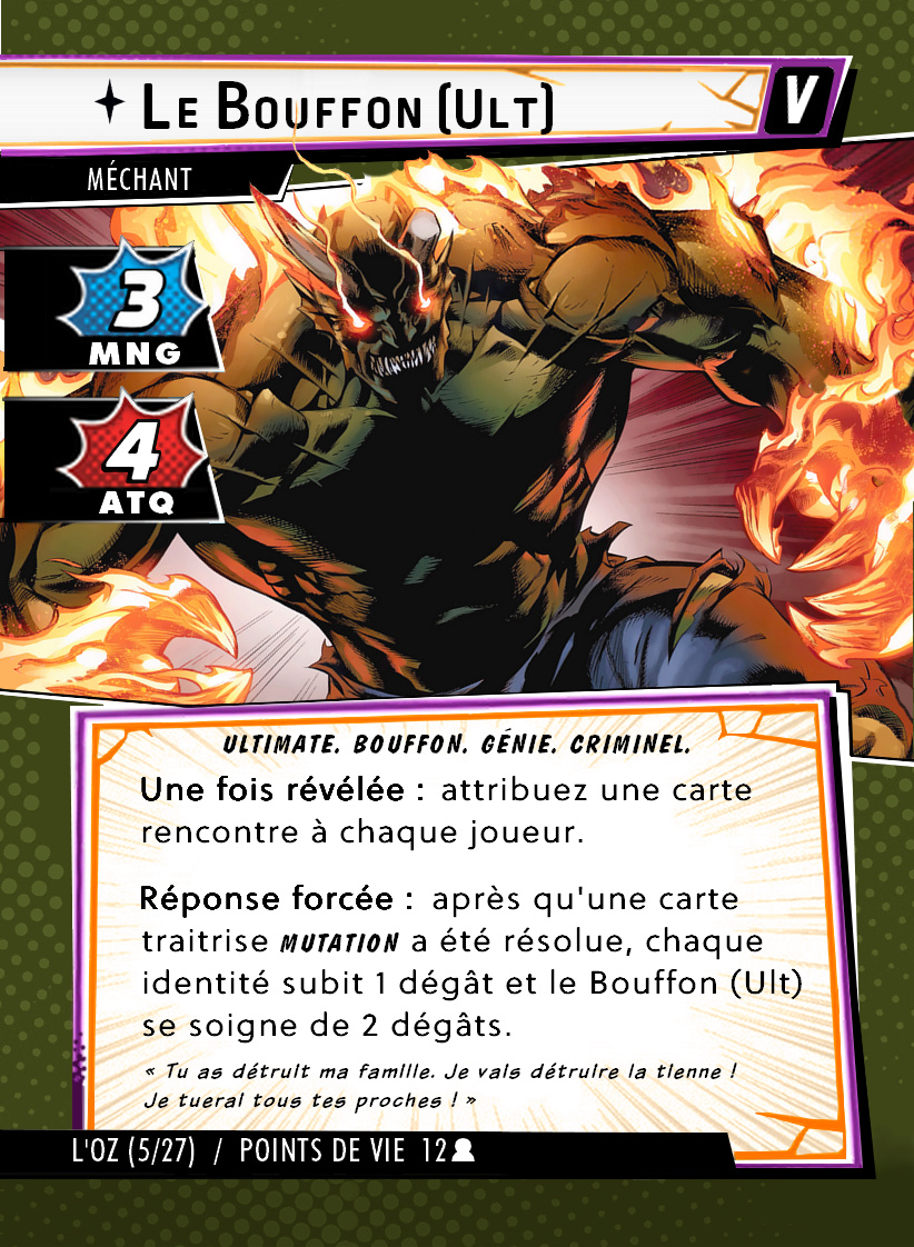 Impression cartes Marvel Champions num 12 Spider-Man Ultimate / Le Bouffon Ultimate et Vénom Ultimate CARTES SORTIES DE CHEZ L'IMPRIMEUR ET EN TRANSIT VERS CHEZ MOI ! 5-le_b10