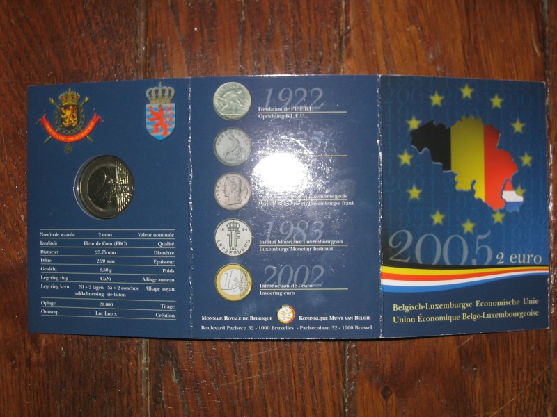 2 COMMERATIVE 2005 :  Anniversaire de lUnion conomique Belgo-luxembourgeoise Euro_015