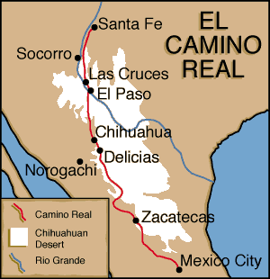 Mapa sencillo del Camino Real de México a Santa Fe Map10