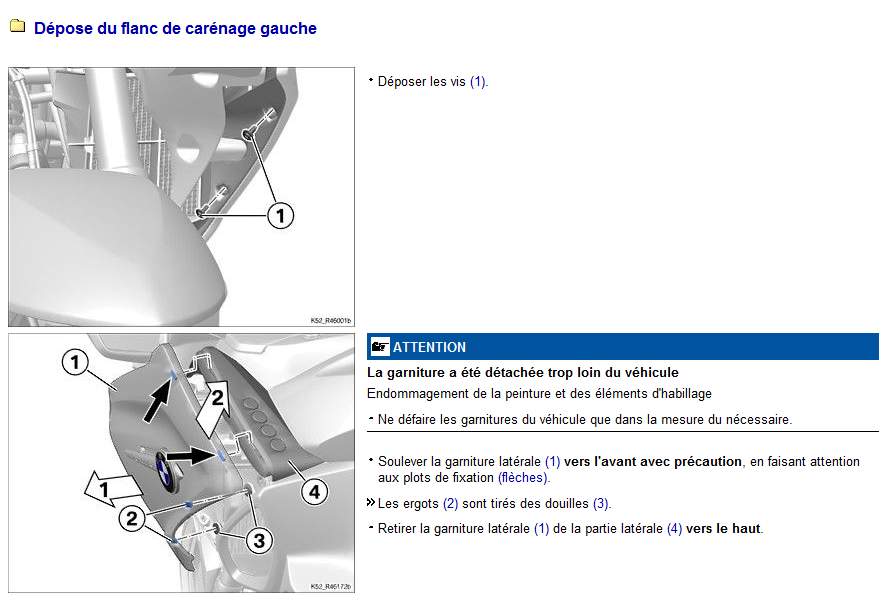 Demontage du carénage de la R1250RT 2022 Rt110