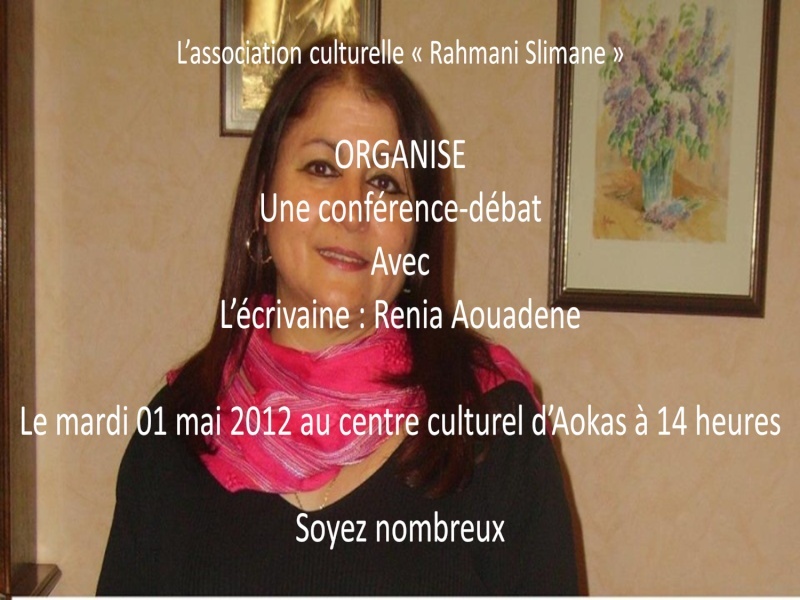L’association culturelle « Rahmani Slimane » d’Aokas invite l'écrivaine Renia Aouadene  Image310