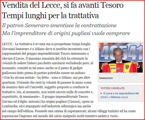 L'IMPRENDITORE TESORO SAVINO E' IL NUOVO PROPRIETARIO DELL'U.S. LECCE! Cattur18