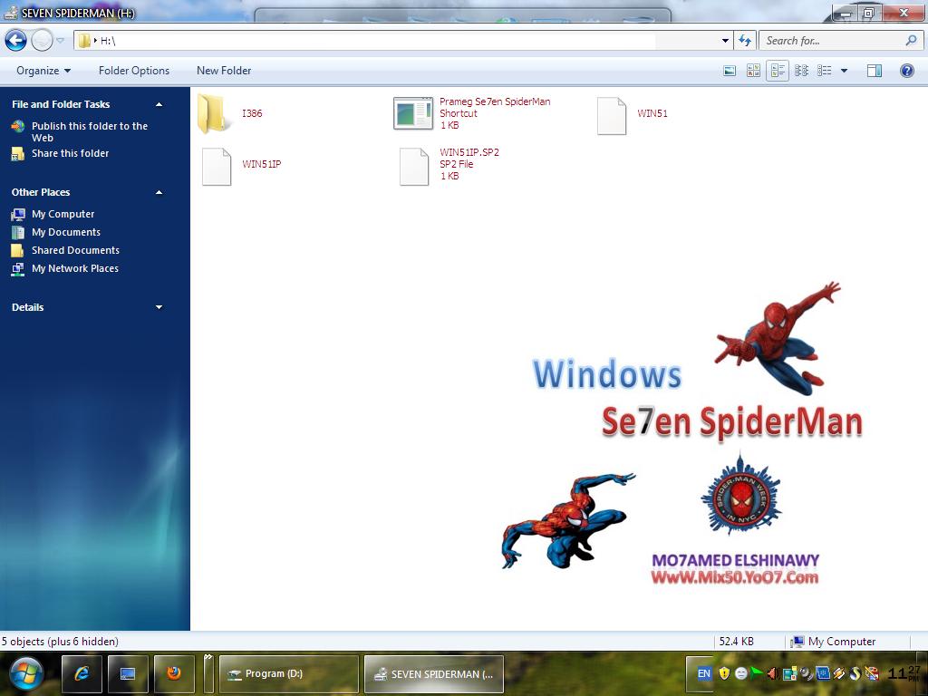 نسخة الاكس بي الخرافية Windows  Se7sen Spiderman 2011بمساحة 690 ميجا على عدة سيرفرات ع ميكس 50 310