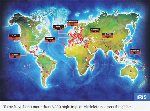 WORLD WITNESSES How many Madeleine McCann ‘sightings’ have there been around the world and where were they? 143