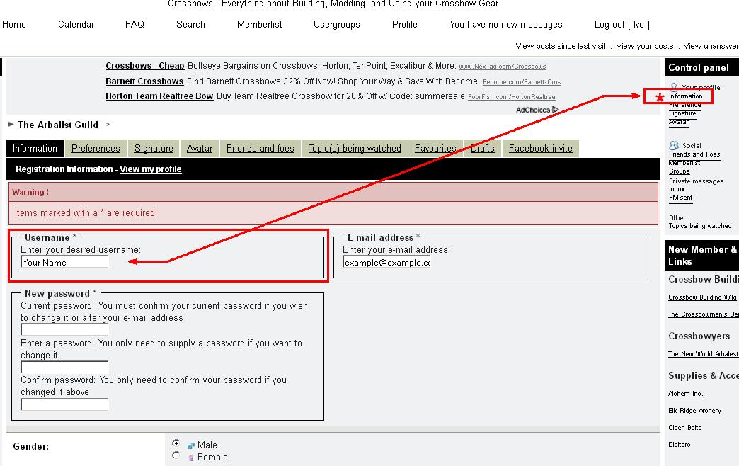 Changing/Correcting your Name on the Forum Exampl10