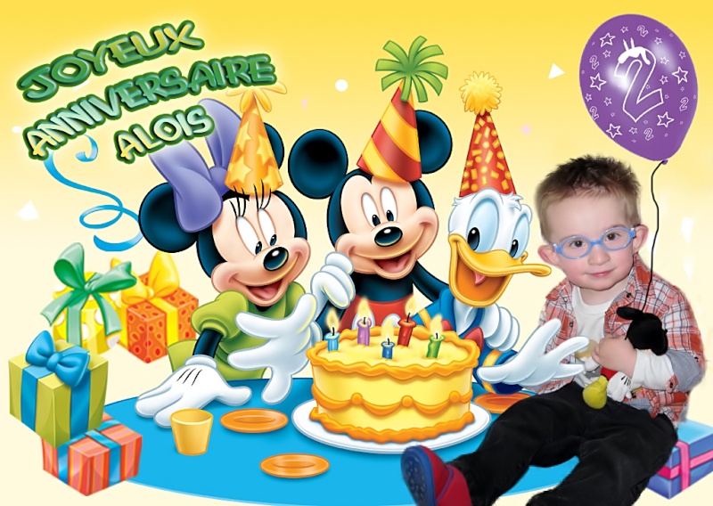 montage pour gâteau d'anniversaire thème Mickey 156-an10