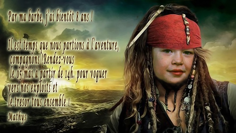 montage pirate des caraibes pour carte d'anniversaire personnalisée Pirate15