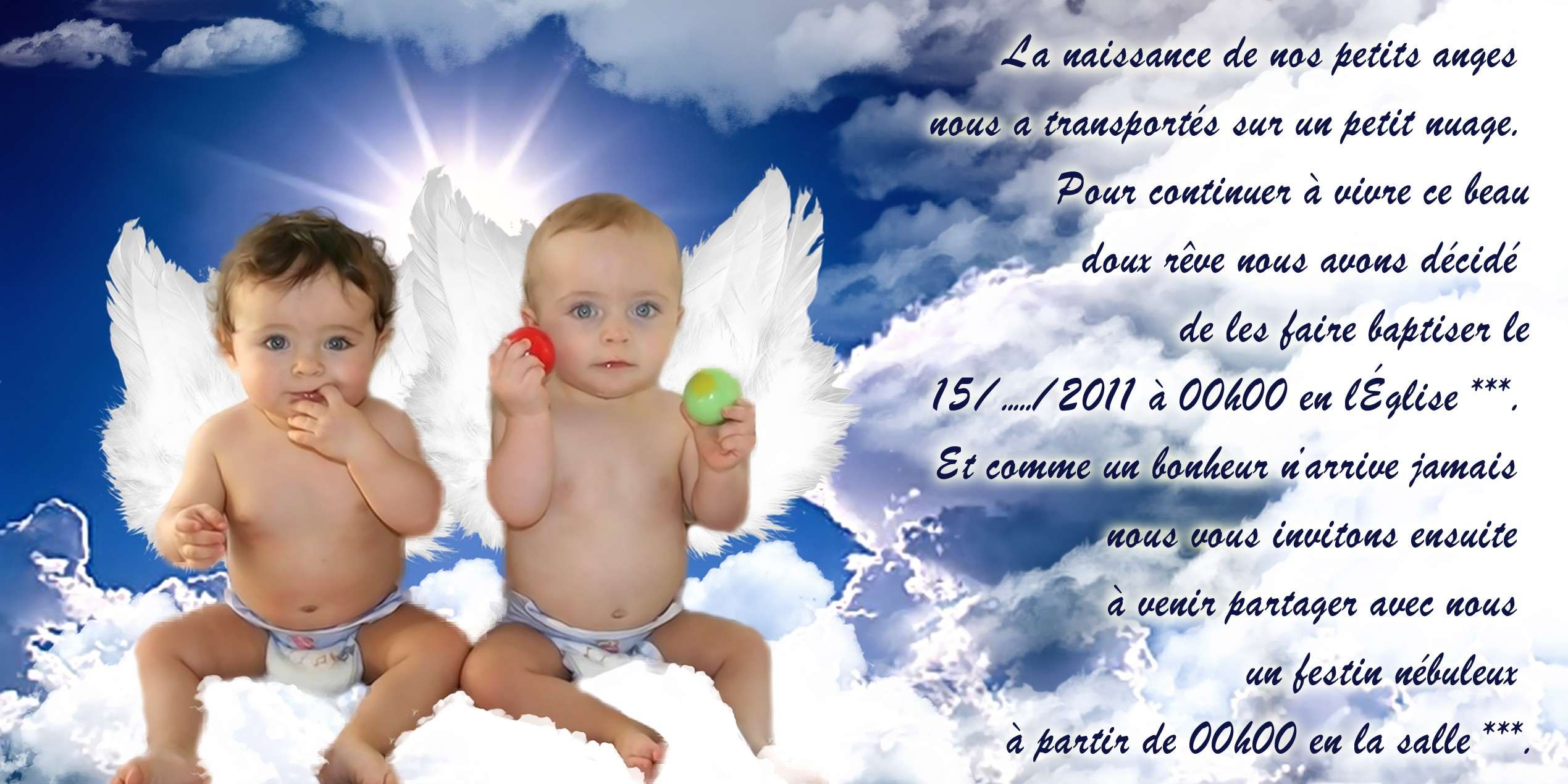 Montage photos jumeaux pour faire part baptême Sans_167