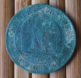 2 centimes Napoleon III 1861 atelier A tête laurée 2_cent15