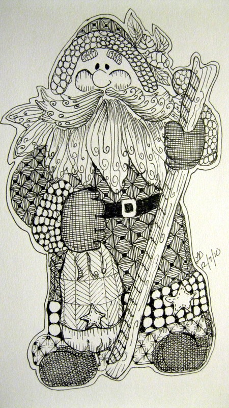 Pere Noël en zentangle