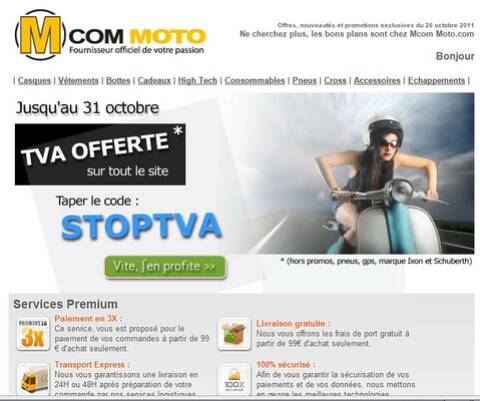 Code promo Mcom Moto