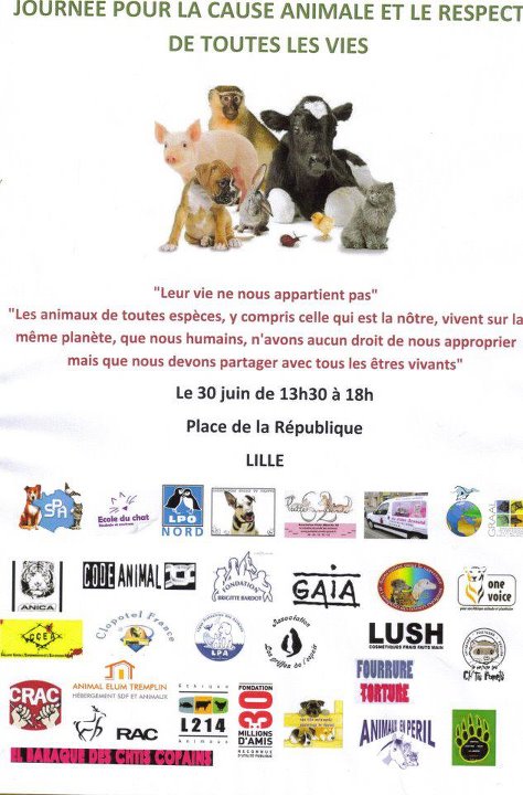 Journée pour la cause animale - 30 juin - 13h30/18h - Lille 3010