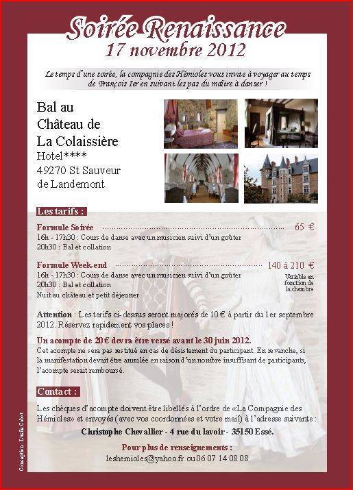 Soirée Renaissance au Château de la Colassière ( Ancenis 44) le 17 novembre 2012 Hamiol11