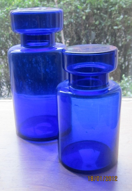 Blue Glass Lidded Jars Img_1210