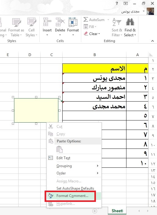 صور فى تعليق فى ملف الاكسل Image_77