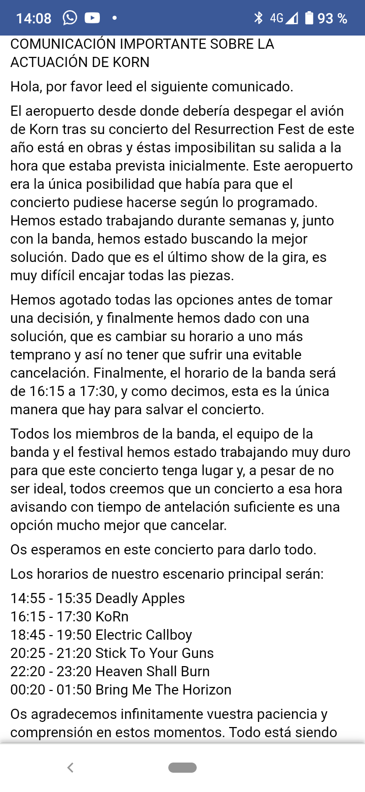 Resurrection Fest Estrella Galicia 2022. (29 - 3 Julio) Avenged Sevenfold, KoRn, Deftones, Sabaton y Bourbon! - Página 13 Screen12