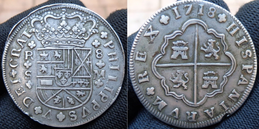 Rareza de variantes del real de a 8 de Felipe V de 1718 Sevilla Tipo_210