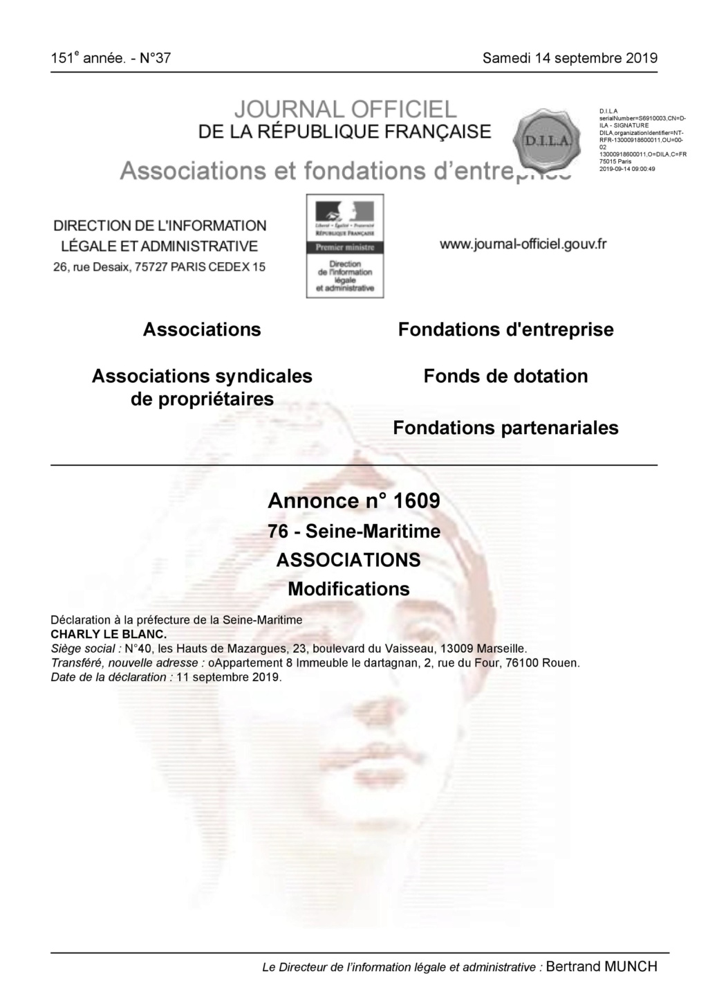06 -  Dernière parution au Journal officiel des associations 000136