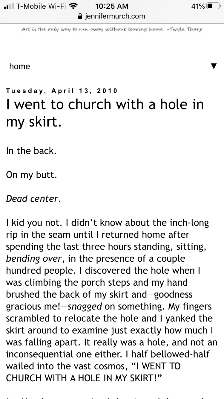 Hole in skirt at church 2edabd10