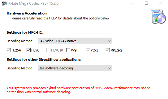 Your system only provides hybrid hardware acceleration Annota10