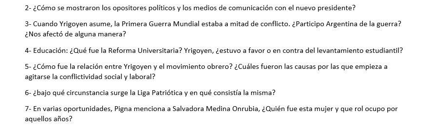 4to A ECONOMIA - BURBUJA 1: PRIMERA PRESIDENCIA DE YRIGOYEN Hy310