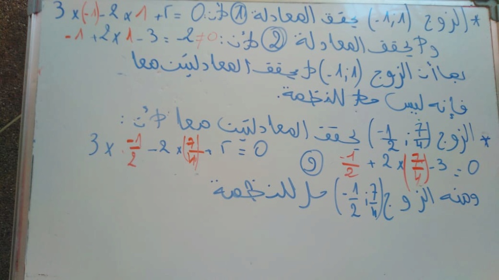 درس: نظمة معادلتين من الدرجة الأولى بمجهولين الأستاذة: إكرام ميري 1120