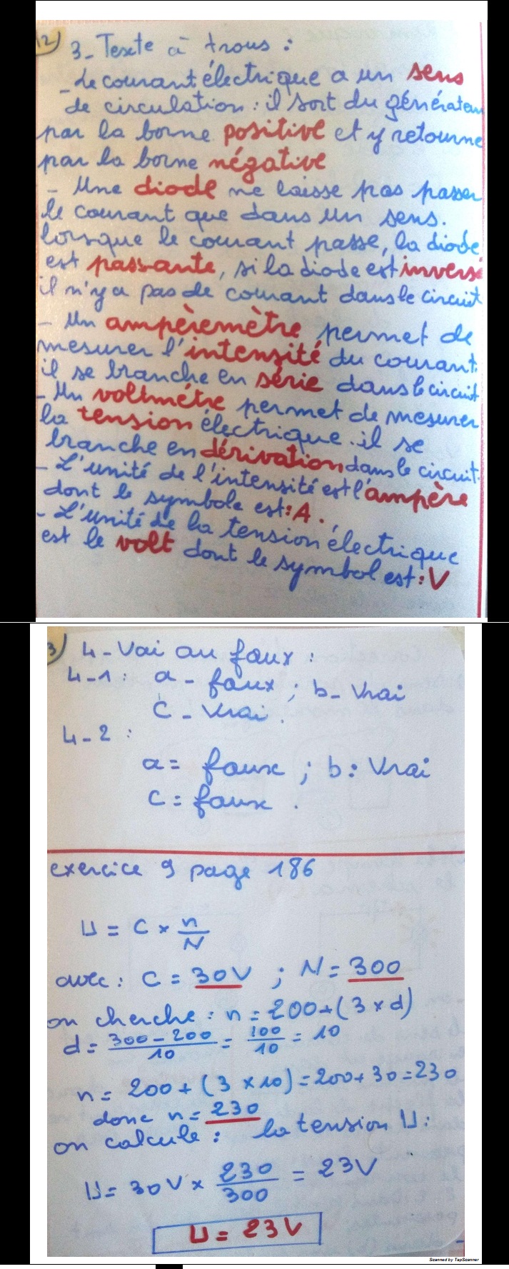 Correction des exercices ( 3 _4 p184 et 9 p 186 ou 197 manuel univers plus Prof:Benaini A148