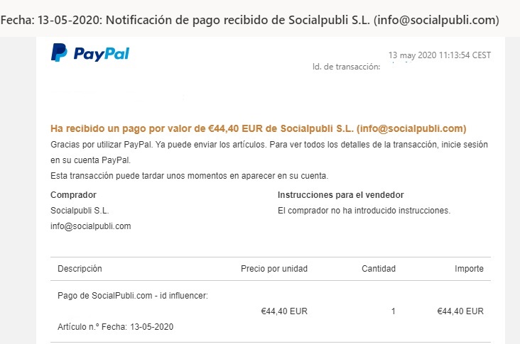 1° Pago Socialpubli ( €44,40 ) Social11